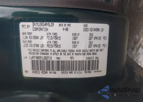 2000 Jeep Cherokee Sport from USA, damaged, VIN 1J4FF48S5YL262719